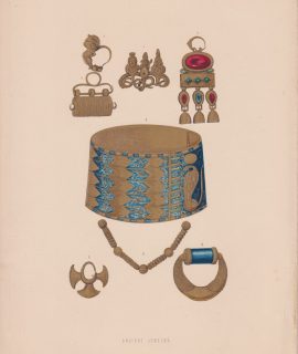 Antique Print, Ancient Jewelry, 1870