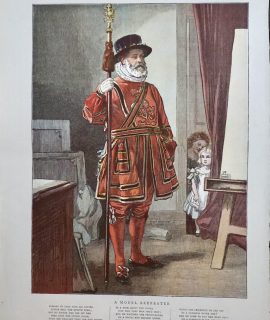 Antique Print, A Model Beefeater, 1878