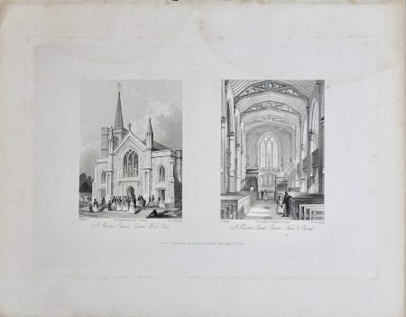 Antique Engraving Print, St. Martin's Church, 1841