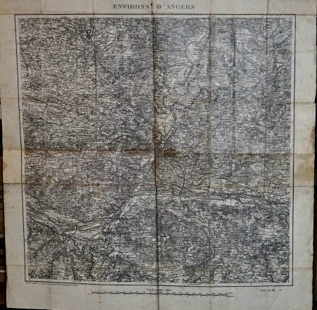 Rare Large Antique Map, Environs d'Angers, 1894