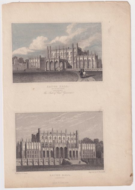 Antique Engraving Print, Eaton Hall, 1829
