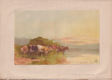 Antique Print, Evening, by Wainewright, 1868
