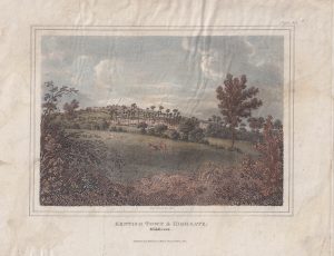 Antique Engraving Print, Kentish Town & Highgate, Middlesex, 1820