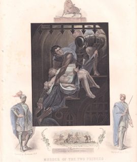 Antique Engraving Print, Murder of the two Princes, 1853