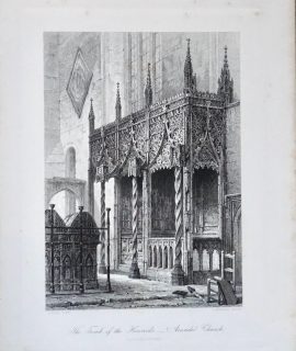 Antique Engraving Print, The Tomb of the Howards Arundel Church, 1876
