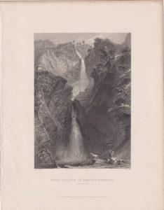 Antique Engraving Print, Upper Cascade of the Reichenbach, 1834