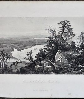 Antique Engraving Print, Connecticut Valley from Mount Tom, 1876