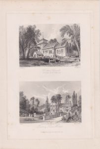 Antique Engraving Print, Wotton Church; Rectory House Wotton, 1845
