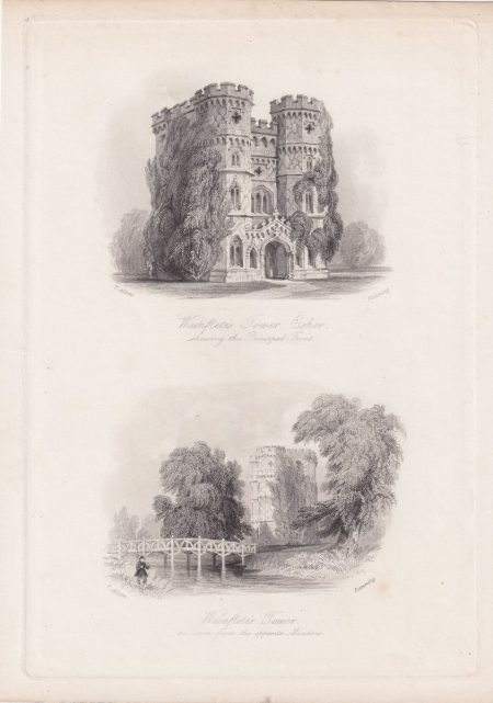 Antique Engraving Print, Wainfletés Tower, 1860