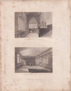 Antique Engraving Print, Chapel of Abbott's Hospital Guildford, 1840