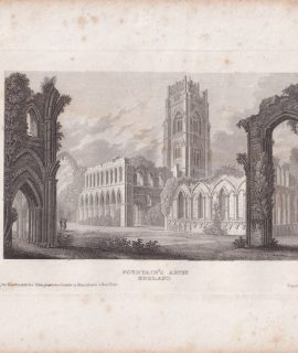 Antique Engraving Print, Fountan's Abtey England, 1826
