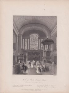 Antique Engraving Print, St. George's Church, Hanover Square, 1841