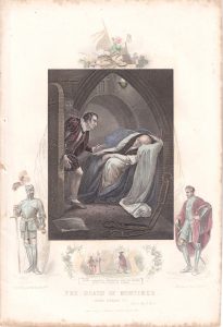 Antique Engraving Print, The Death of Mortimer, 1830