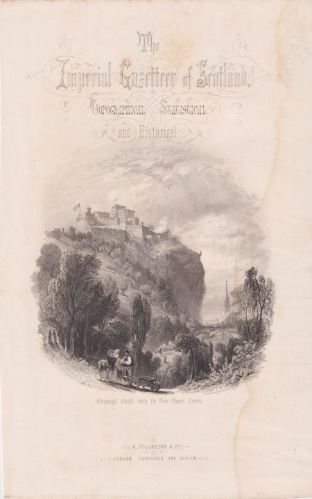 Antique Engraving Print, Edinburgh Castle, 1868