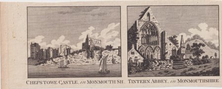 Antique Engraving Print, Chepstowe Castle; Tintern Abbey, Monmouthshire, 1776