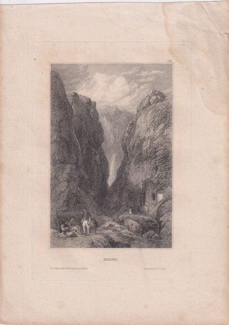 Antique Engraving Print, Delphi, 1837
