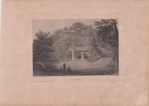 Antique Engraving Print, Elephanta, India, 1840