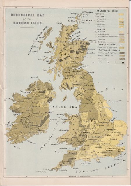 Geological Map of the British Isles, 1870 ca.