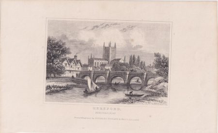 Antique Engraving Print, Hereford, Herefordshire, 1820
