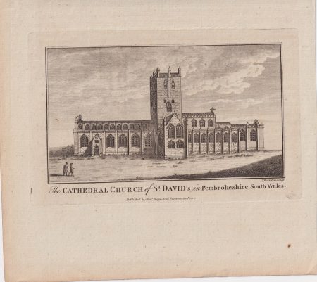 Antique Engraving Print, The Cathedral Church of St. David's in Pembrokeshire, 1776 ca.