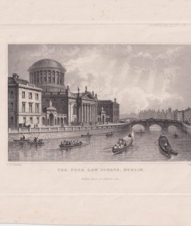 Antique Engraving Print, The Four Law Courts, Dublin, 1844