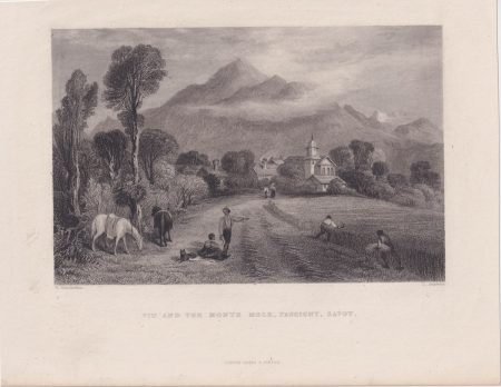 Antique Engraving Print, Viu and the Monte Mole, Faucigny, Savoy, 1845