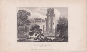 Antique Engraving Print, Warwich Castle, 1820