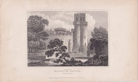 Antique Engraving Print, Warwick Castle, 1820