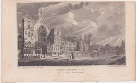 Antique Engraving Print, Westminster Hall, 1805