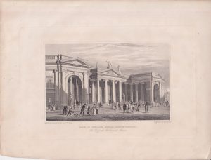 Antique Engraving Print, Bank of Ireland, Dublin (South Portico), 1846