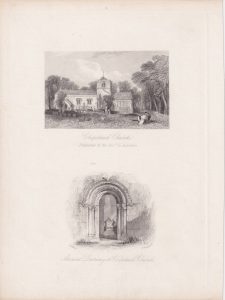 Antique Engraving Print, Chipstead Church, 1845