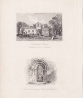 Antique Engraving Print, Chipstead Church, 1845