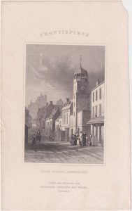 Antique Engraving Print, High Street, Pembroke, 1820