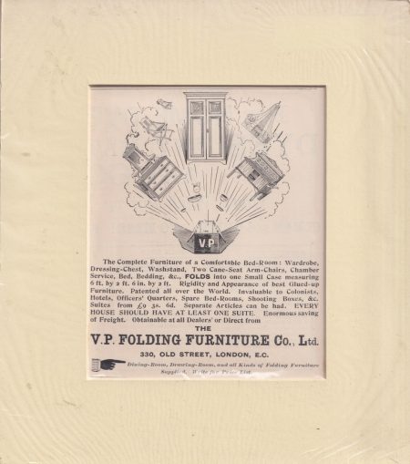 Antique Print, The V.P. Folding Furniture Co., Ltd. 330 Old Street, London, 1895