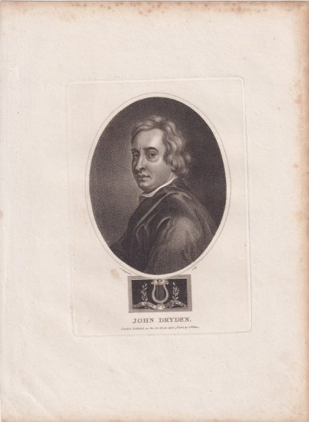 Antique Engraving Print, John Dryden, 1803