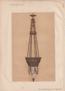 Antique Print, An enamelled Lamp, by M. Le Gost, Paris, 1868