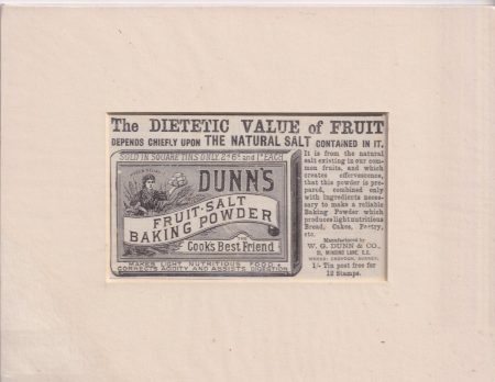 Antique Print, Dunn's Fruit Salt Baking Powder, 1890