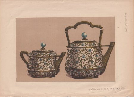 Antique Print, A Teapot and Kettle by M. Christofle, Paris, 1868