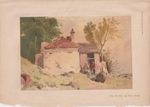 Antique Print, The Old Hut by Aaron Penley, 1868