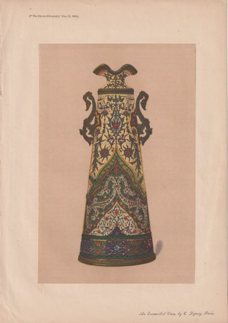 Antique Print, An Enamelled Vase by C. Lepecq, 1868