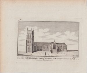 Antique Engraving Print, View of the Cathedral Church of Bangor, 1779 ca.