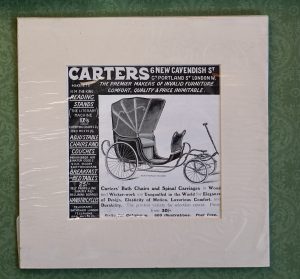 Rare Original Vintage Print, Carter's Bath Chairs and Spinal Carriages, 1900