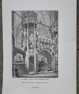 Antique Engraving Print, Shrine of Henry the Fifth, Westminster Abbey, 1835