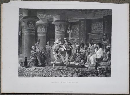 Antique Engraving Print, Pastime in Ancient Egypt, 1870