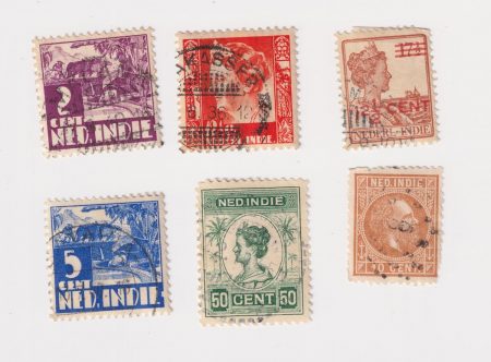 Lot of 6 Postage Stamps, Ned-Indie