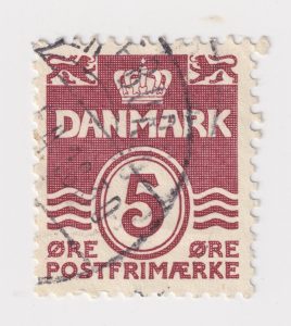Danmark, 5ore rose lake, postage stamp