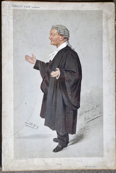 Antique Print from Vanity Fair, George Elliott, with autograph