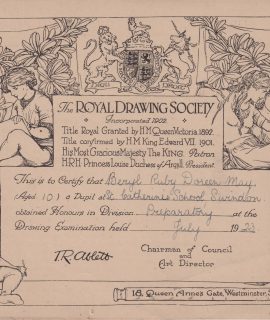 The Royal Drawing Society, Certificate, 1923