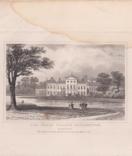 Antique Engraving Print, The Royal Palace, Kensington, Middlesex, 1842