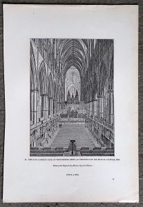 Antique Print, The Nave of Westminster Abbey, as prepared for the musical festival, 1834